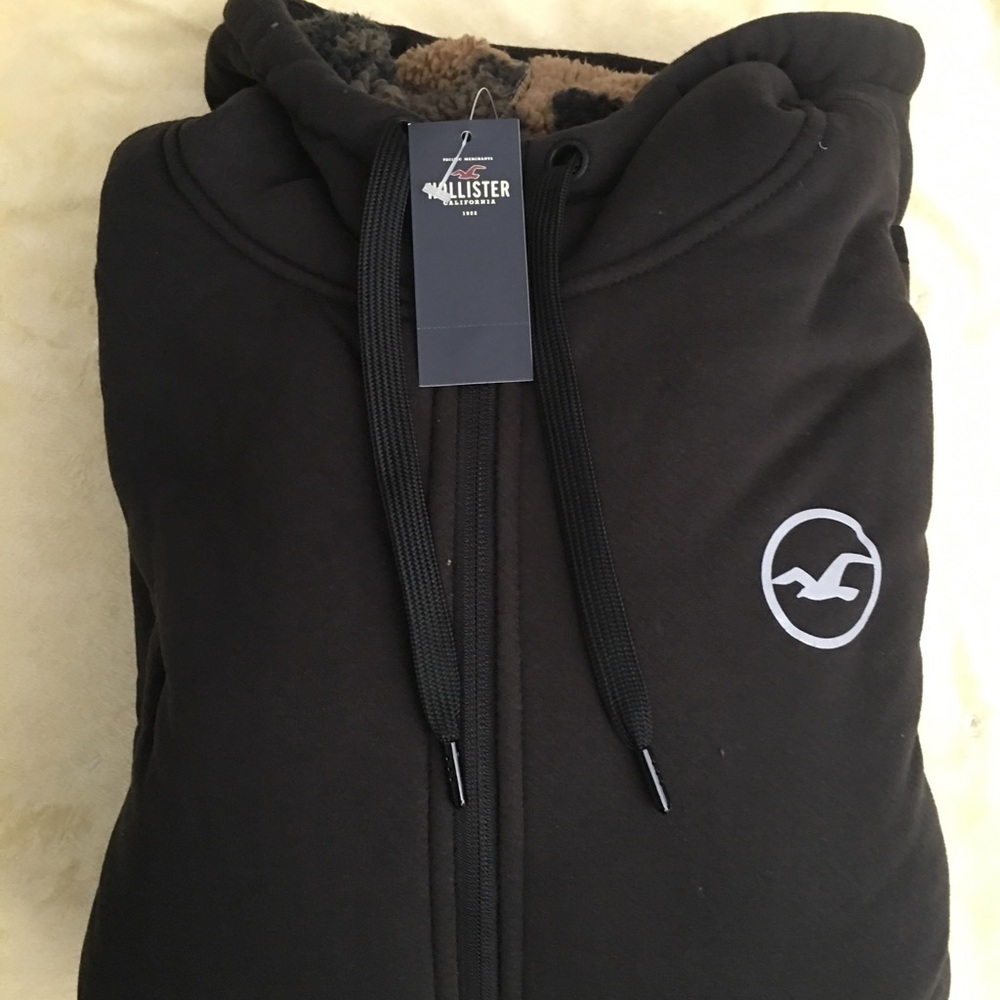 HOLLISTER MENS SHERPA FUR LINED HOODIE FULL ZIP